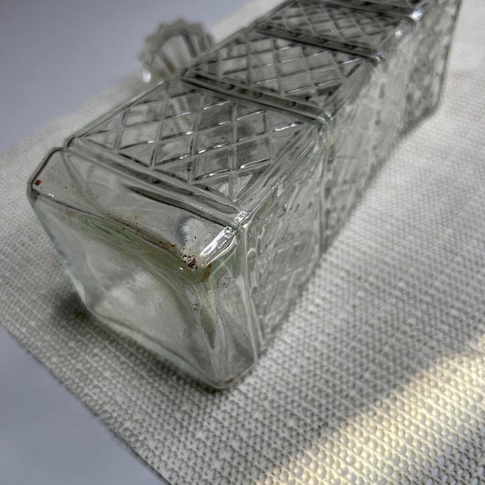 Vintage Glass Whiskey Decanter with Stopper Diamond Pattern Federal Law Forbids - Picture 4 of 6